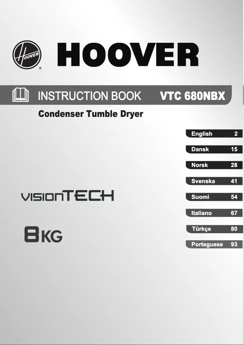 Page 1 de la notice Manuel utilisateur Hoover VTC 680NBX-S