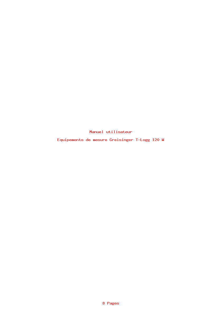 Page 1 de la notice Manuel utilisateur Greisinger T-Logg 120 W