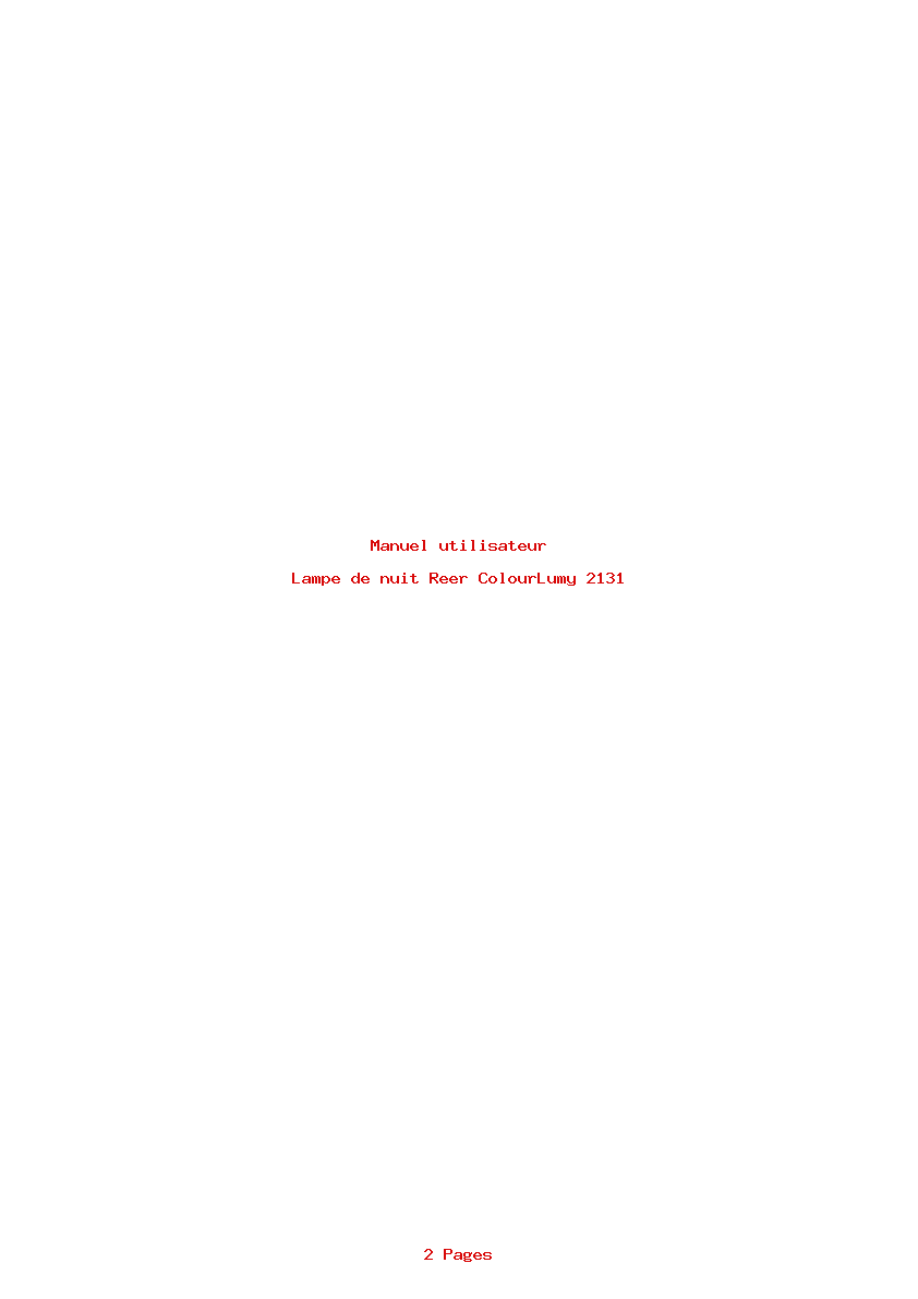 Page 1 de la notice Manuel utilisateur Reer ColourLumy 2131