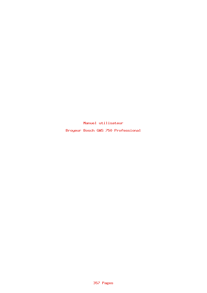 Page 1 de la notice Manuel utilisateur Bosch GWS 750 Professional