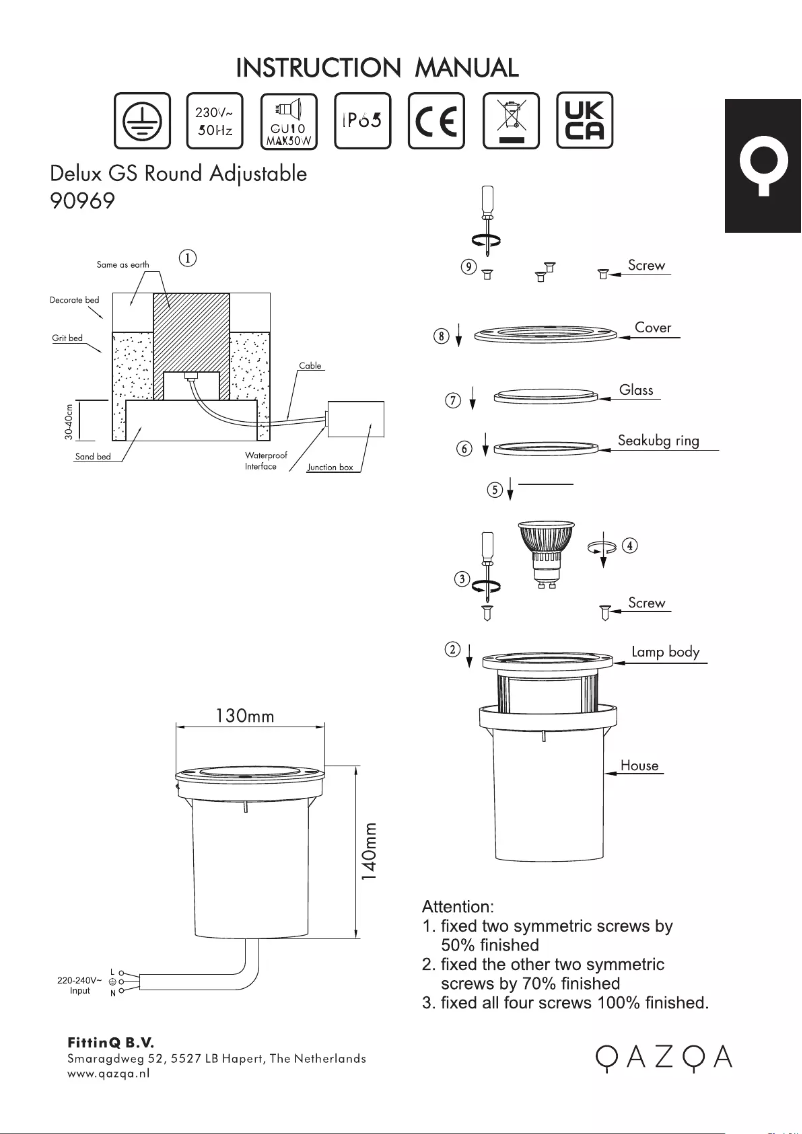 Page 1 de la notice Manuel utilisateur QAZQA Delux