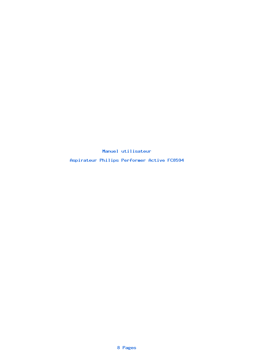 Page 1 de la notice Manuel utilisateur Philips Performer Active FC8594