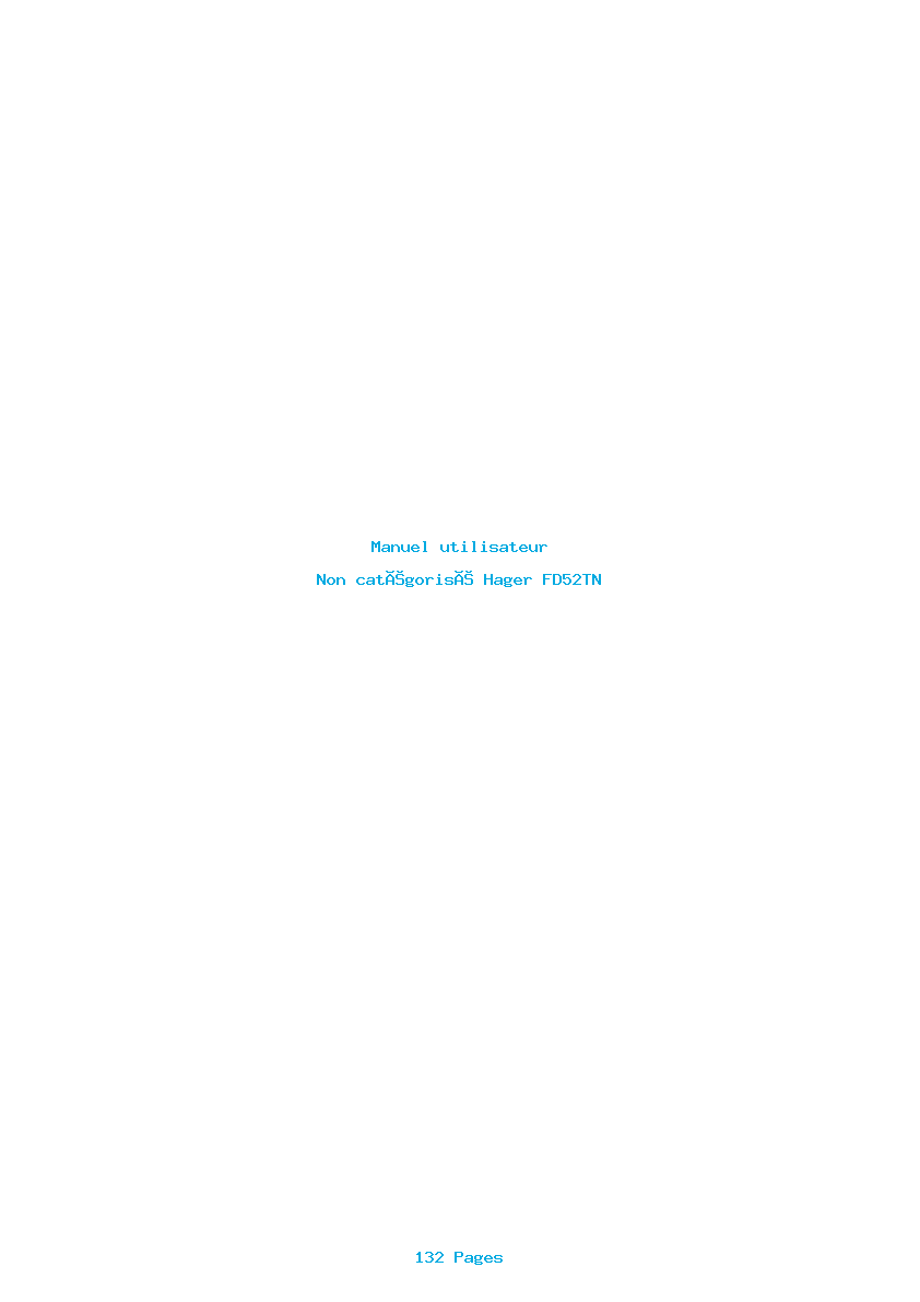 Page 1 de la notice Manuel utilisateur Hager FD52TN
