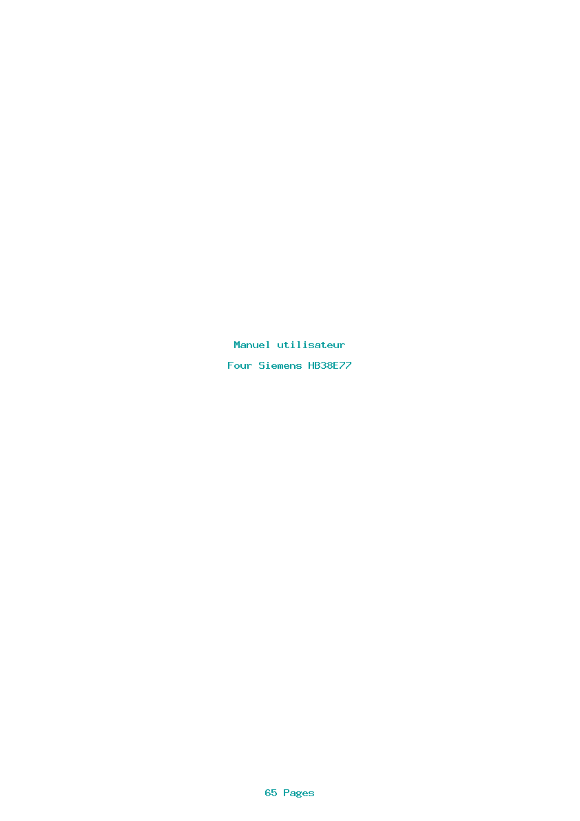 Page 1 de la notice Manuel utilisateur Siemens HB38E77