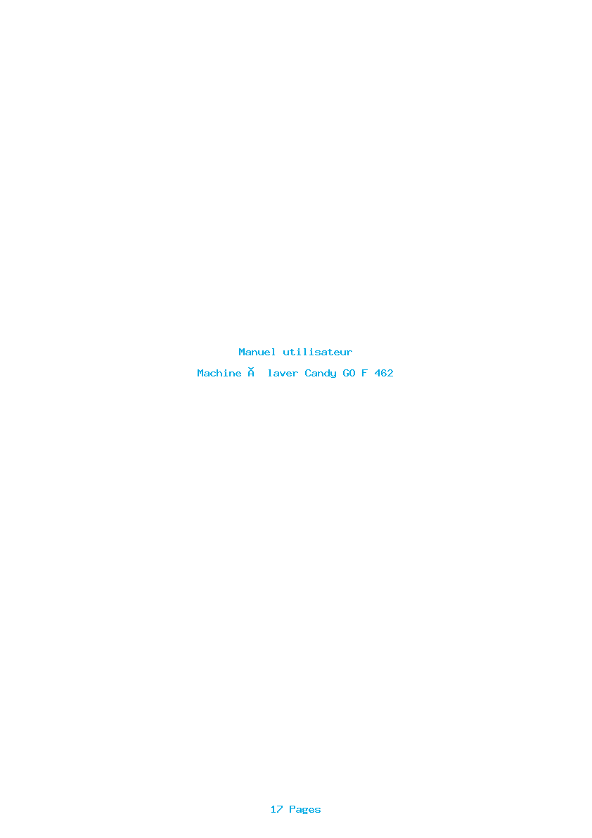 Page 1 de la notice Manuel utilisateur Candy GO F 462