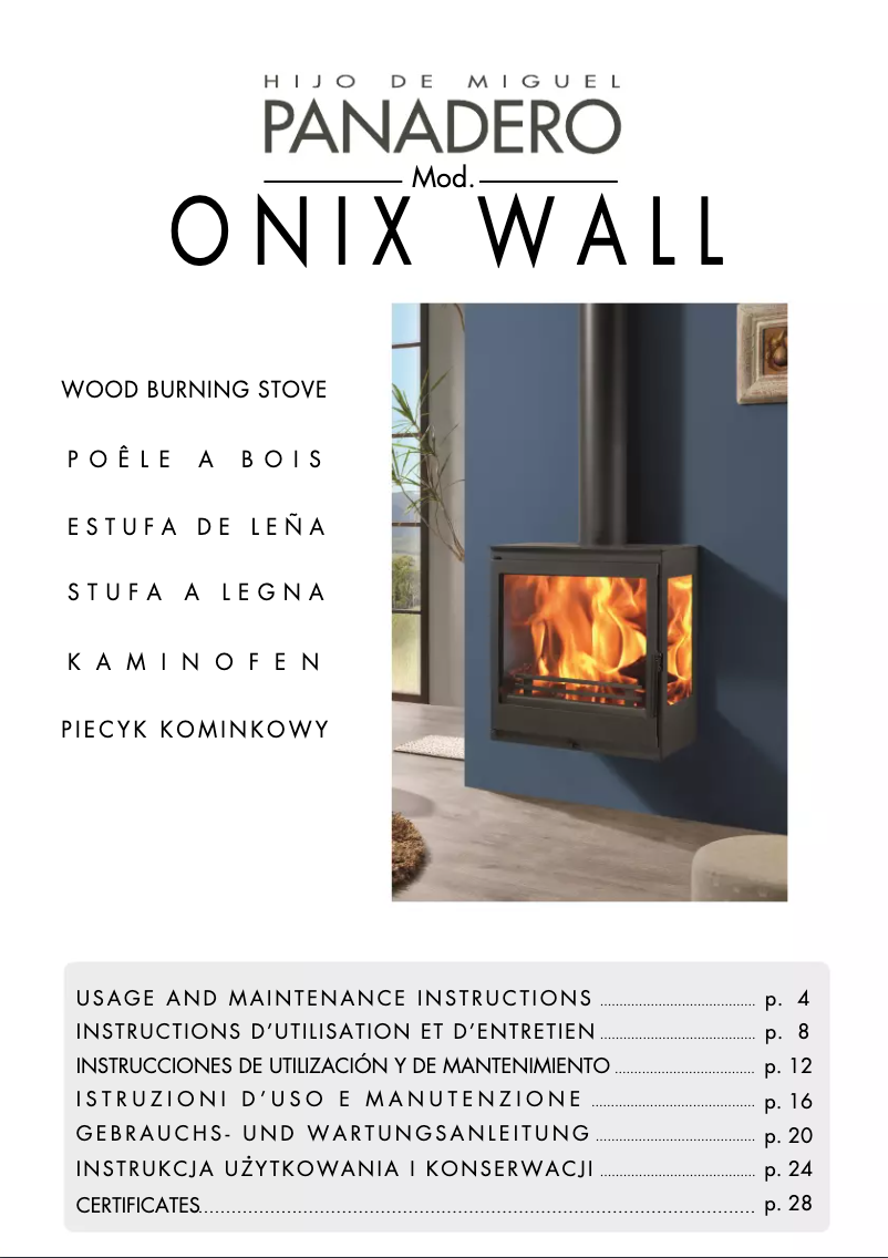 Page 1 de la notice Manuel utilisateur Panadero ONIX WALL