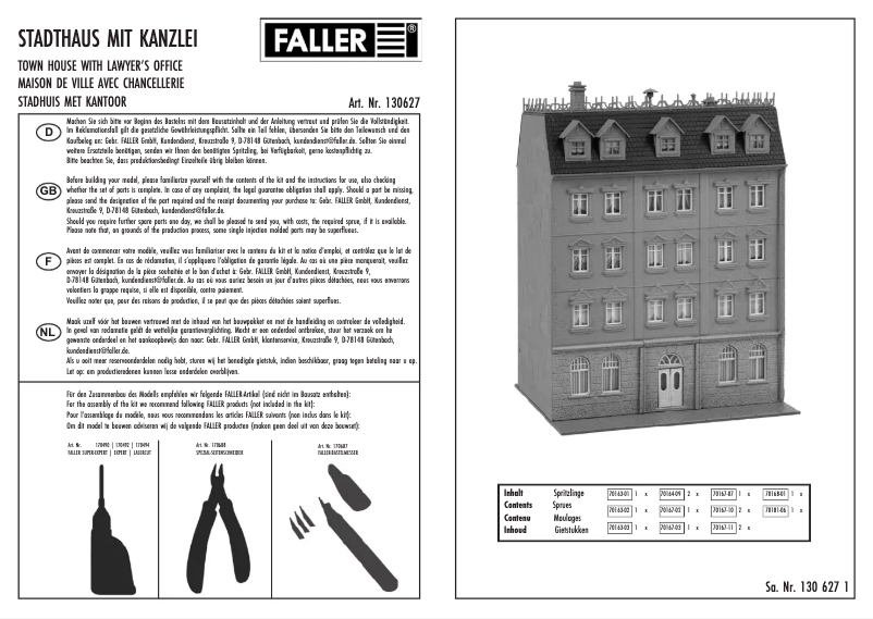 Page 1 de la notice Manuel utilisateur Faller 130627