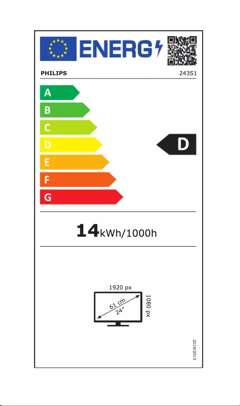 Page n°1 - Label énergétique Philips 243S1