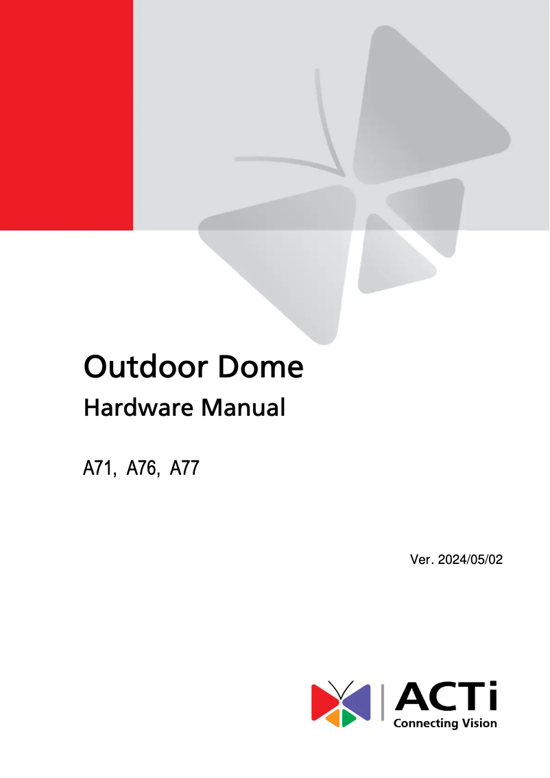 Page 1 de la notice Manuel utilisateur ACTi A77