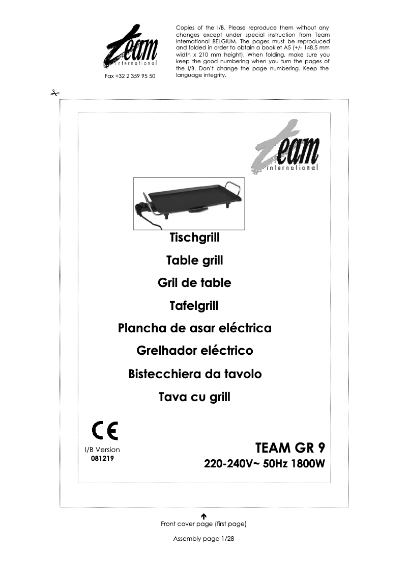Página 1 del manual Manual de usuario Team GR 9