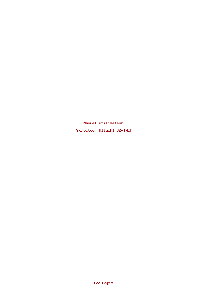 Page 1 de la notice Manuel utilisateur Hitachi BZ-1MEF