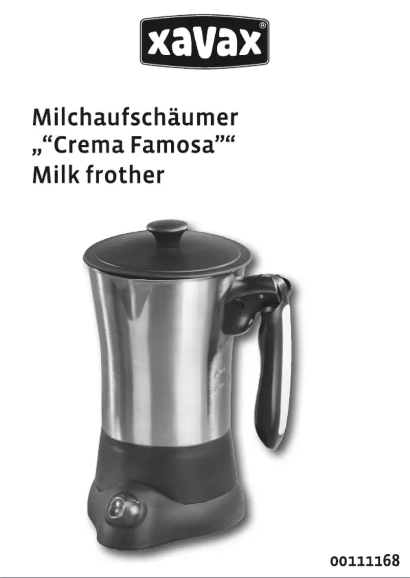 Page 1 de la notice Manuel utilisateur Xavax Crema Famosa 111168