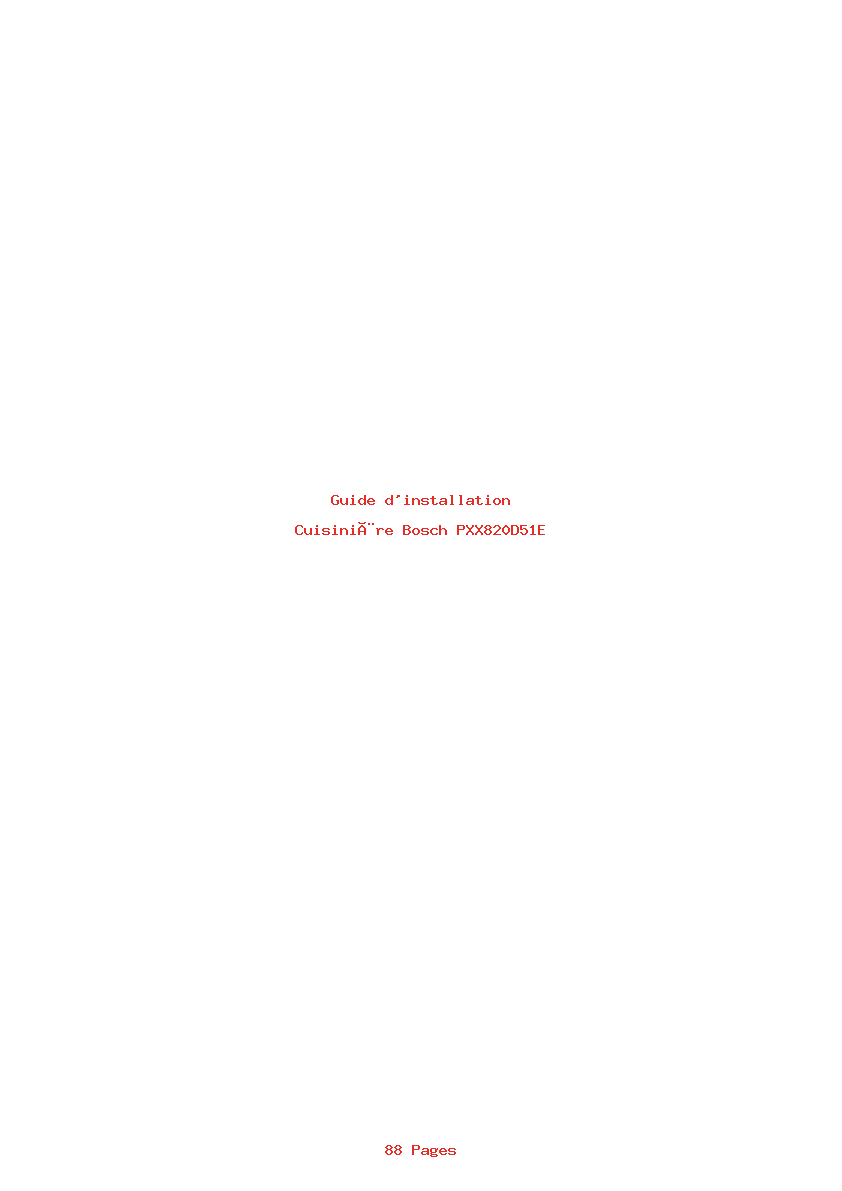 Page 1 de la notice Guide d'installation Bosch PXX820D51E