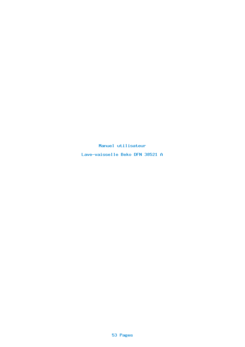 Page 1 de la notice Manuel utilisateur Beko DFN 38521 A