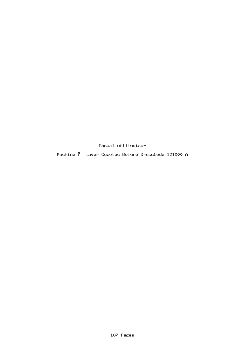 Page 1 de la notice Manuel utilisateur Cecotec Bolero DressCode 121000 A