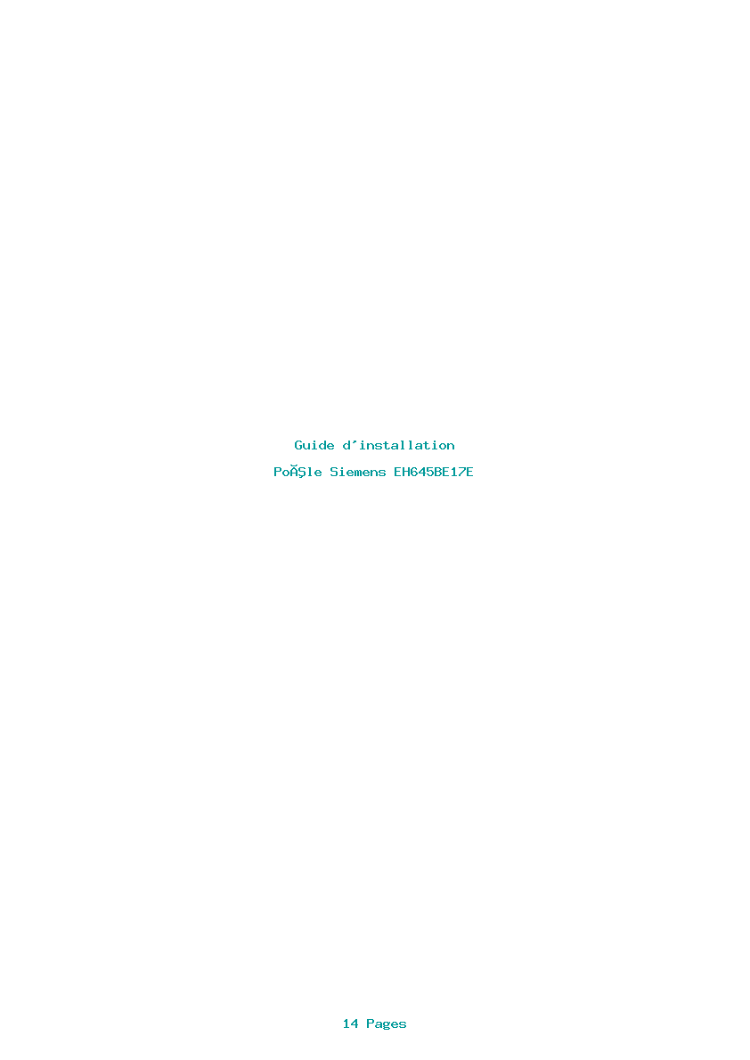 Page 1 de la notice Guide d'installation Siemens EH645BE17E