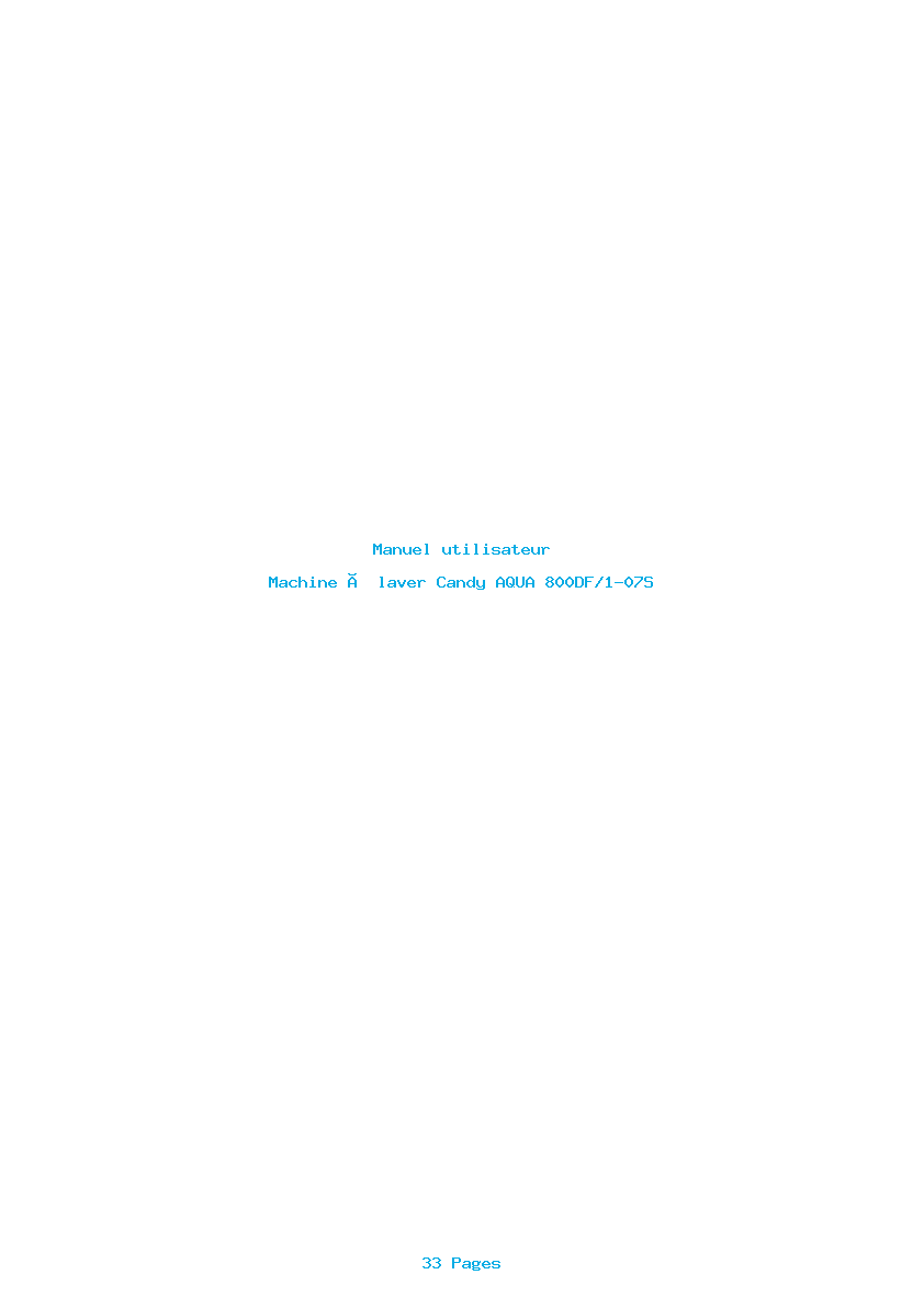 Page 1 de la notice Manuel utilisateur Candy AQUA 800DF/1-07S