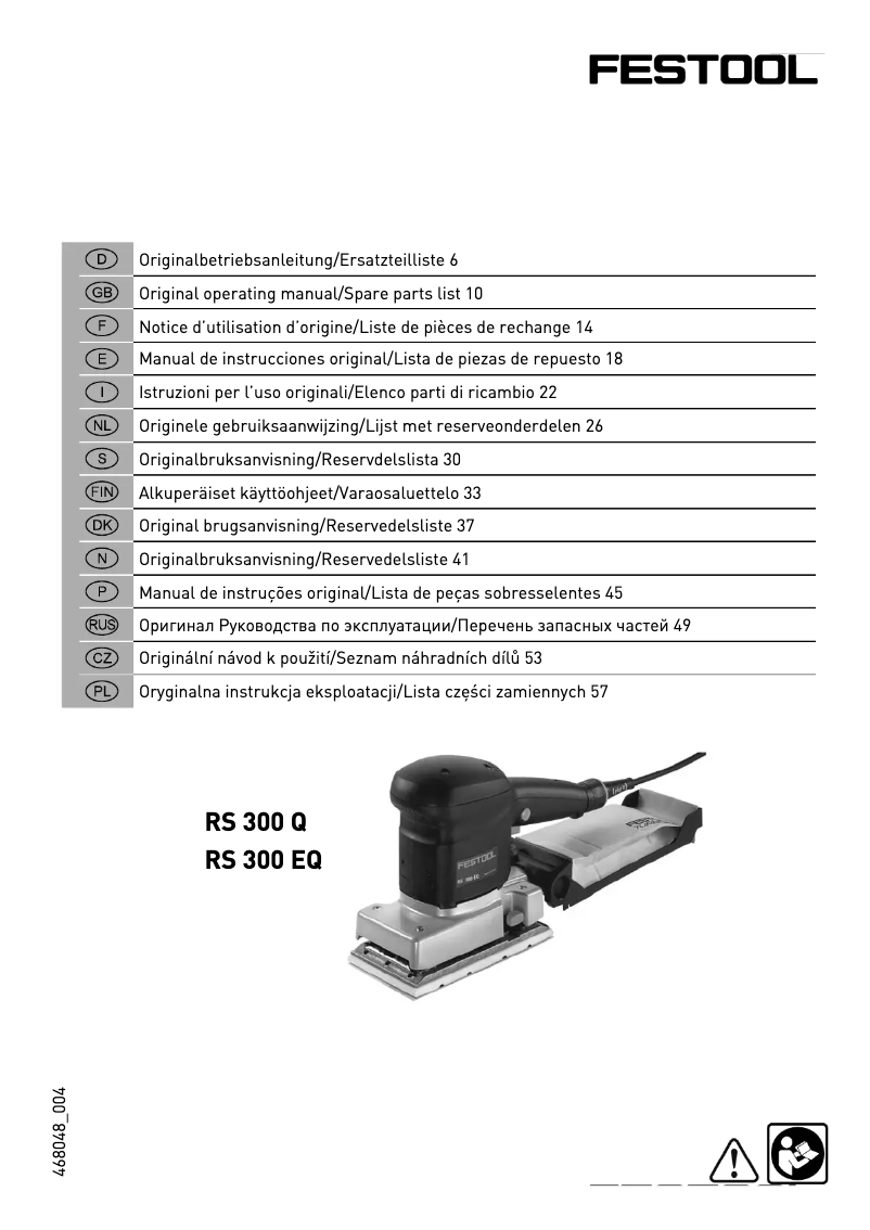 Page 1 de la notice Manuel utilisateur Festool RS 300 Q