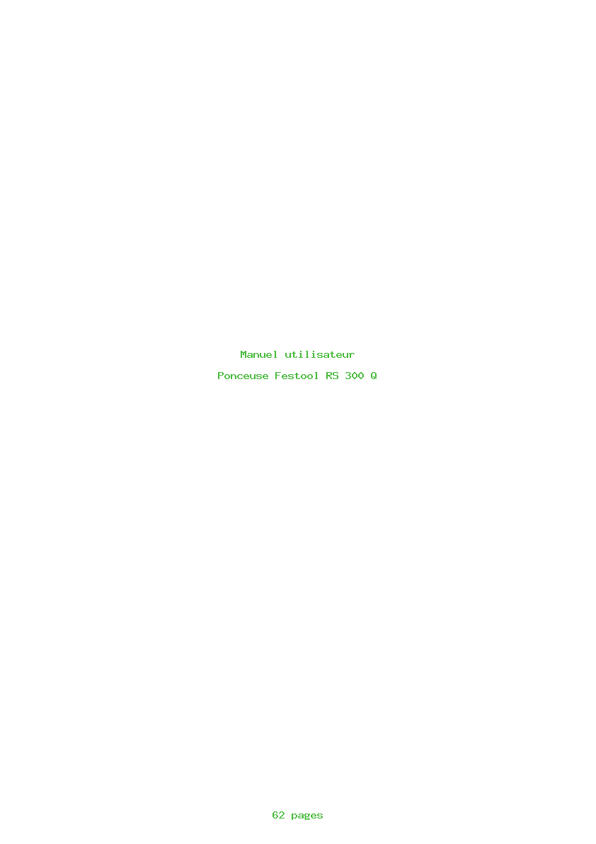 Page 1 de la notice Manuel utilisateur Festool RS 300 Q