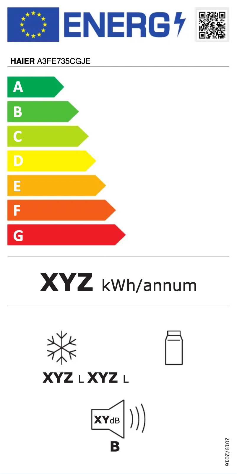 Página 1 del manual Etiqueta energética Haier A3FE735CGJE