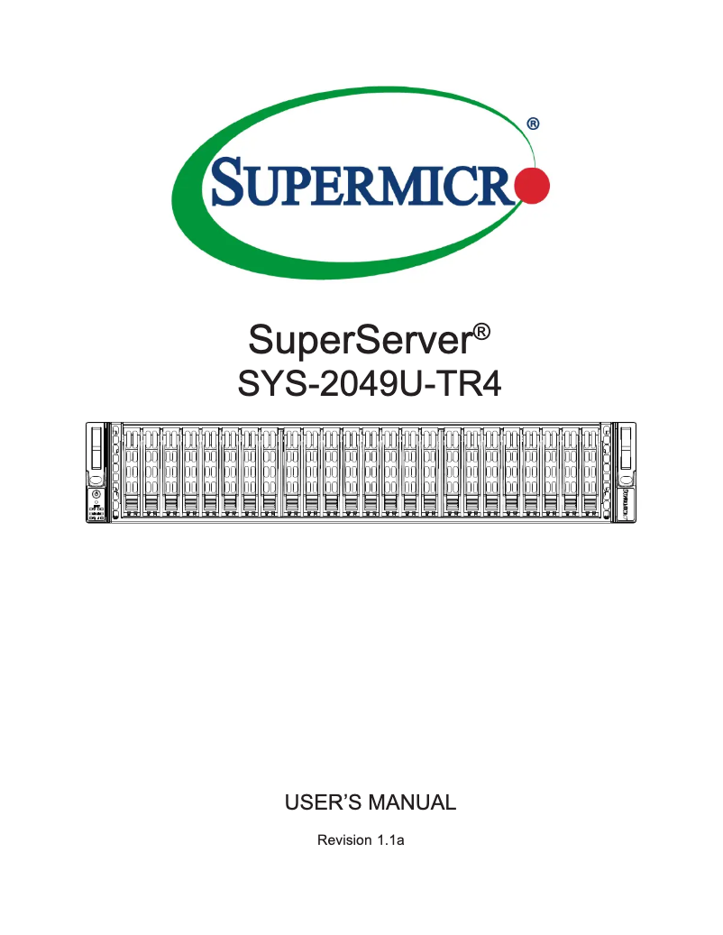 Page 1 de la notice Manuel utilisateur Supermicro SuperServer 2049U-TR4