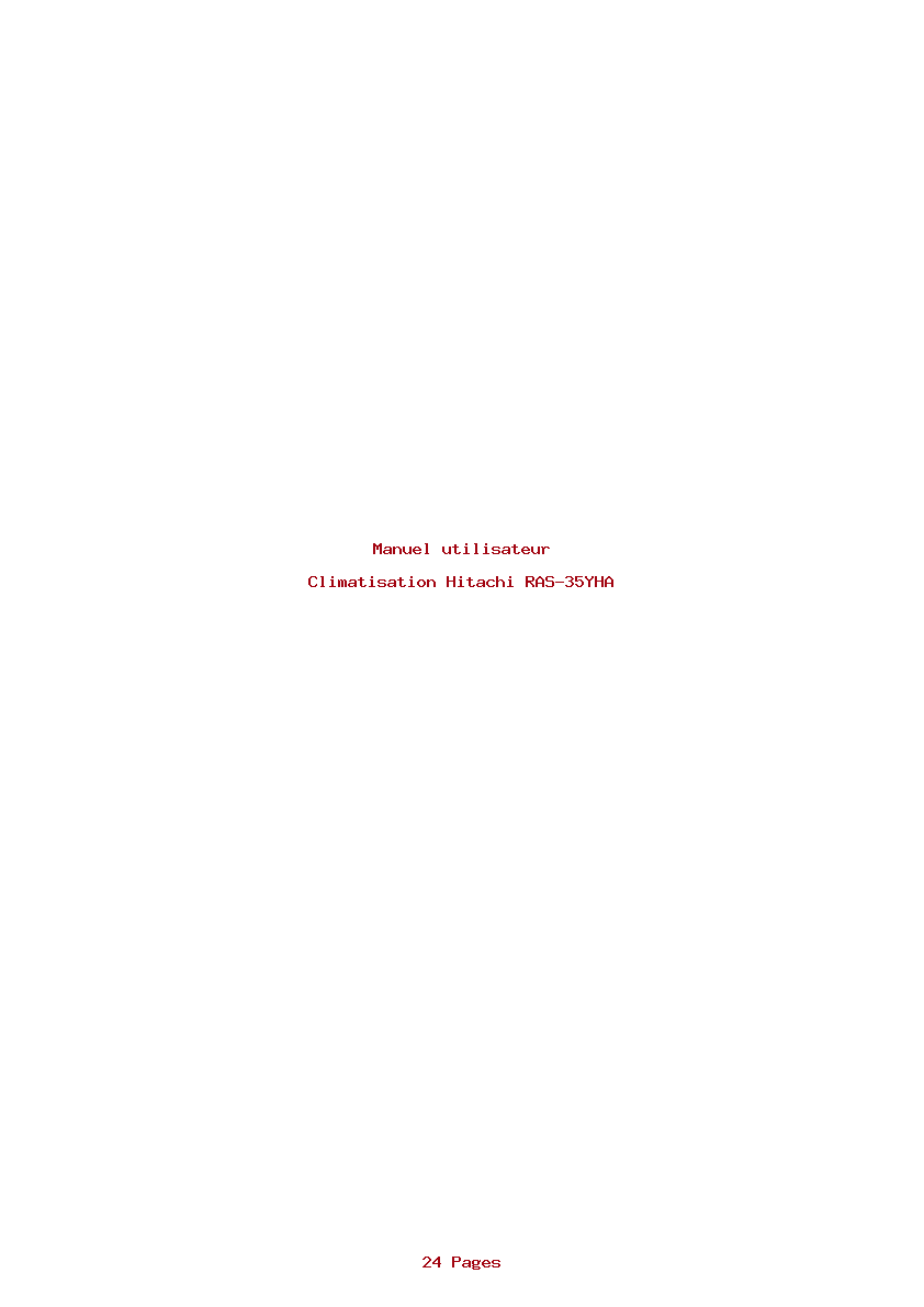 Page 1 de la notice Manuel utilisateur Hitachi RAS-35YHA