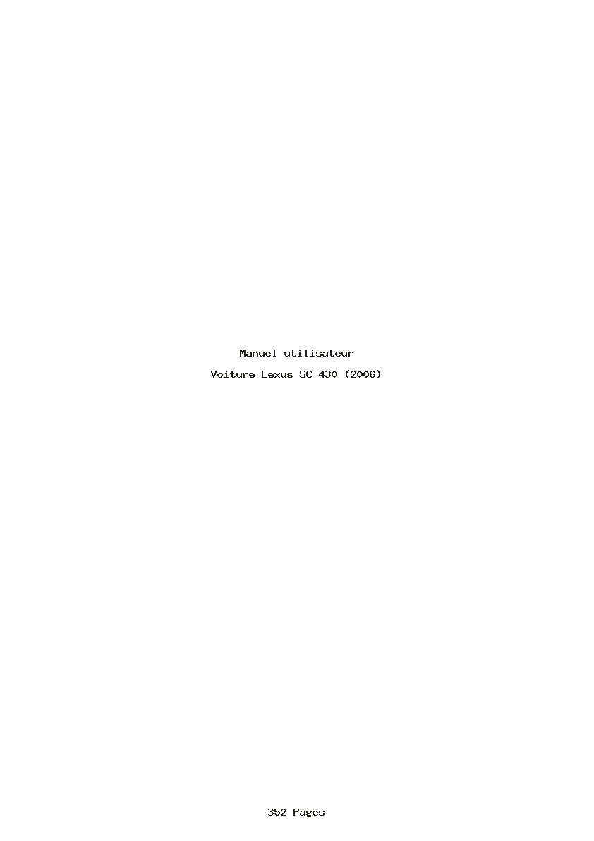 Page 1 de la notice Manuel utilisateur Lexus SC 430 (2006)