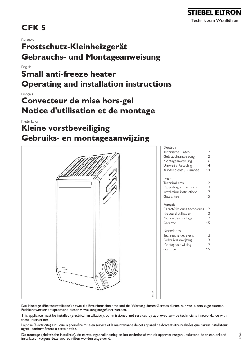 Page 1 de la notice Manuel utilisateur Stiebel Eltron CKV 5