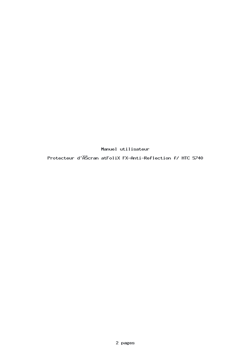 Image de la première page du manuel de l'appareil FX-Anti-Reflection f/ HTC S740