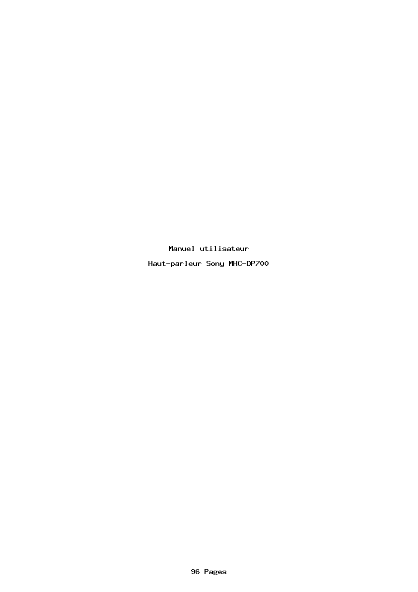Page 1 de la notice Manuel utilisateur Sony MHC-DP700