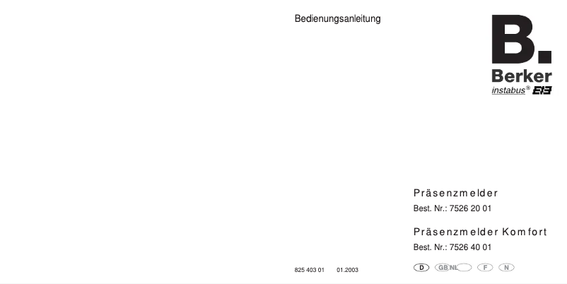 Page 1 de la notice Manuel utilisateur Berker 75262001