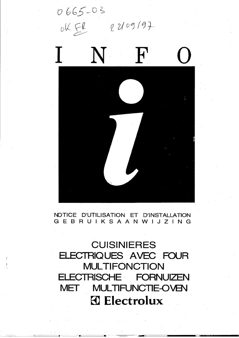 Page 1 de la notice Manuel utilisateur Electrolux EK 6462