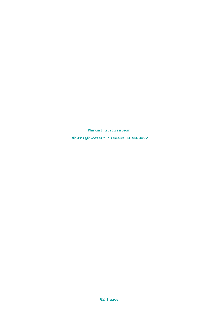 Page 1 de la notice Manuel utilisateur Siemens KG46NAW22