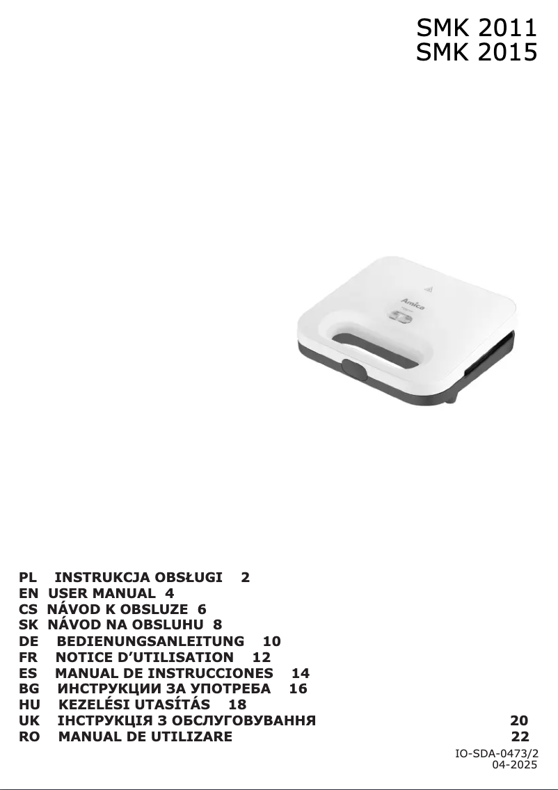 Page 1 de la notice Manuel utilisateur Amica SMK2011