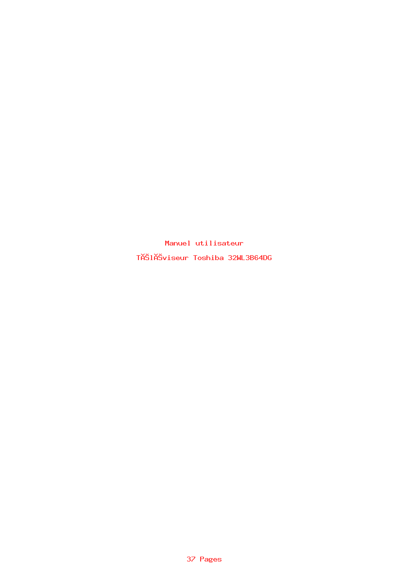 Page 1 de la notice Manuel utilisateur Toshiba 32WL3B64DG