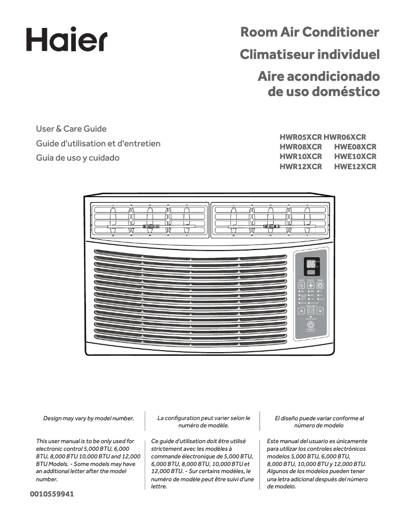 Página 1 del manual Manual de uso y mantenimiento Haier HWR10XCR