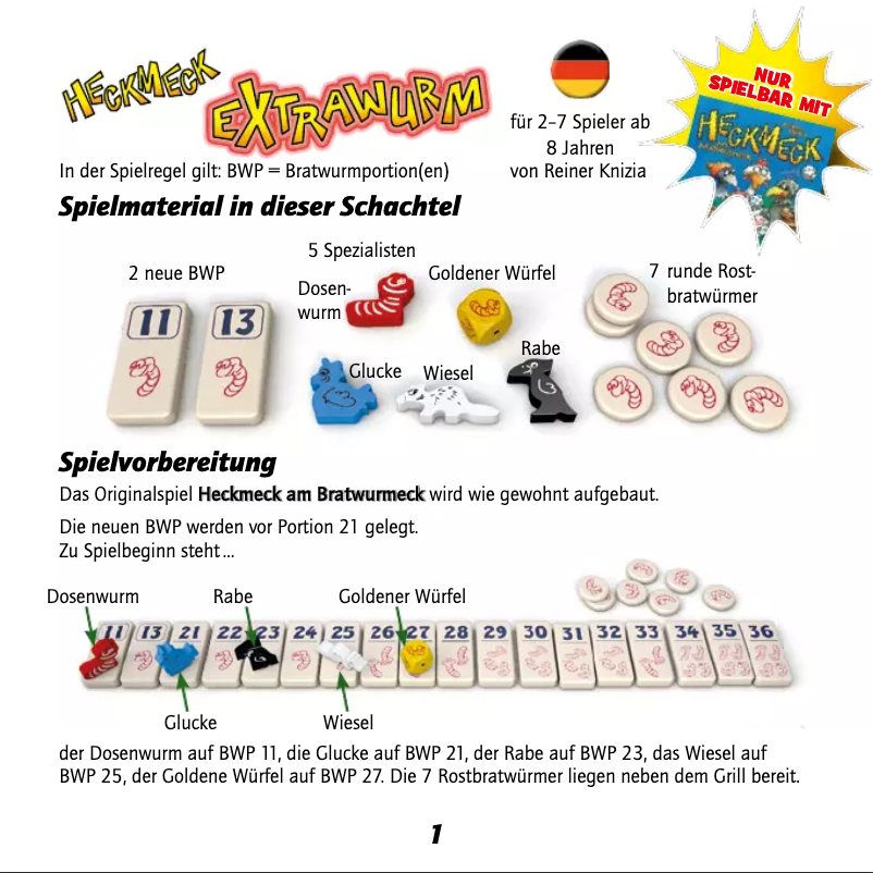 Page 1 de la notice Manuel utilisateur Zoch Heckmeck Extrawurm