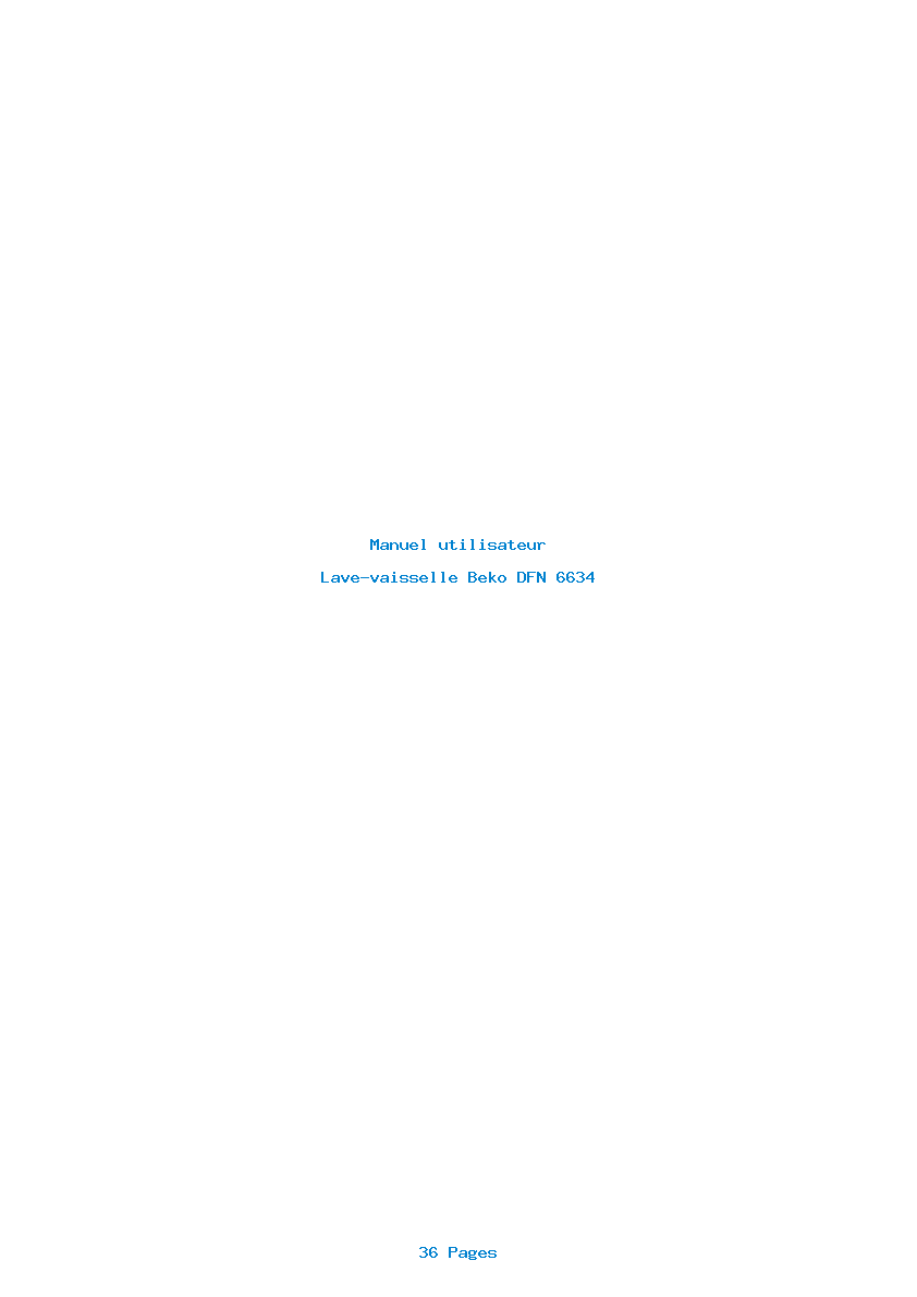 Page 1 de la notice Manuel utilisateur Beko DFN 6634