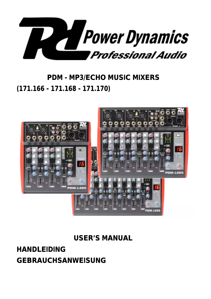 Page 1 de la notice Manuel utilisateur Power Dynamics 171.166