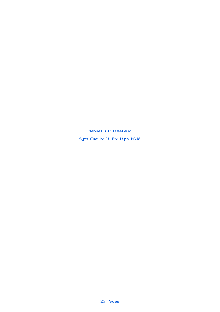 Page 1 de la notice Manuel utilisateur Philips MCM8