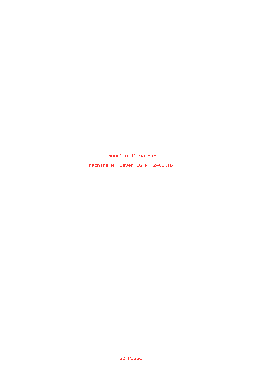 Page 1 de la notice Manuel utilisateur LG WF-2402KTB