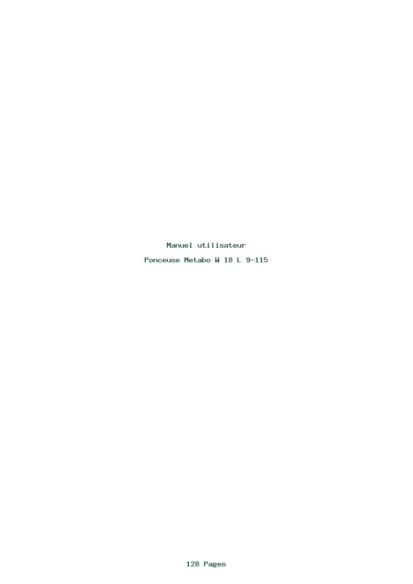 Page 1 de la notice Manuel utilisateur Metabo W 18 L 9-115