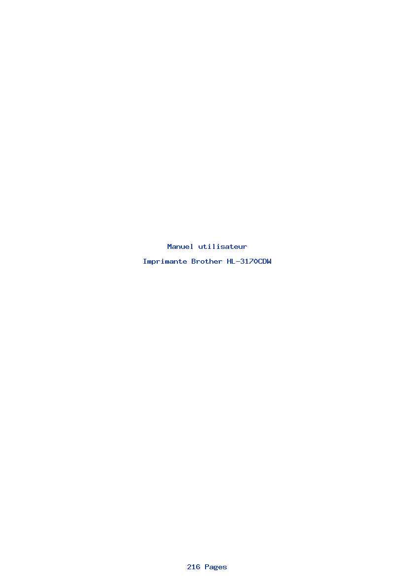 Image de la première page du manuel de l'appareil HL-3170CDW