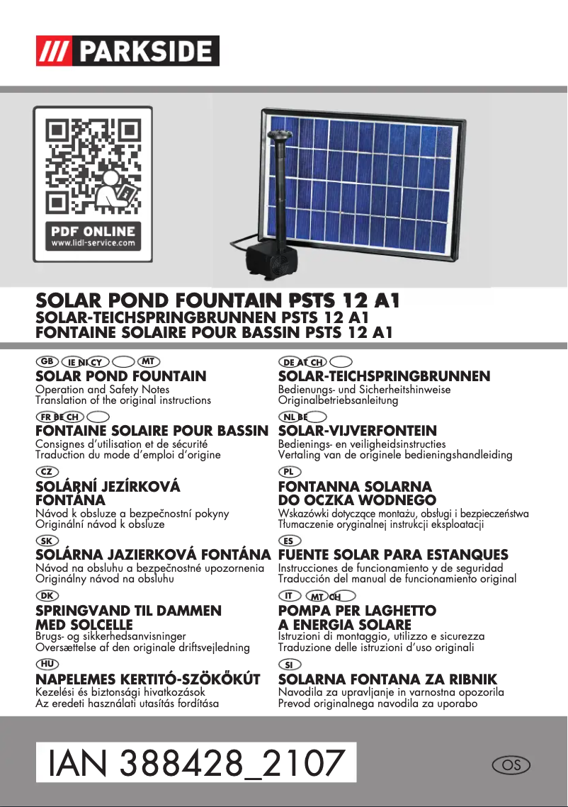 Page 1 de la notice Manuel utilisateur Parkside PSTS 12 A1