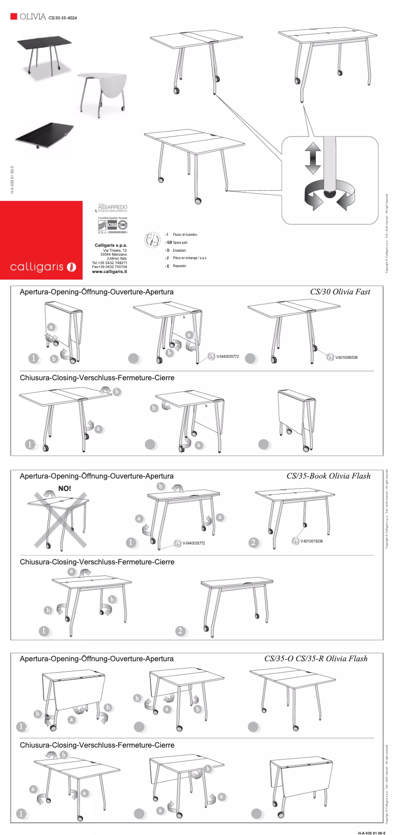 Page 1 de la notice Manuel utilisateur Calligaris .com OLIVIA BAR