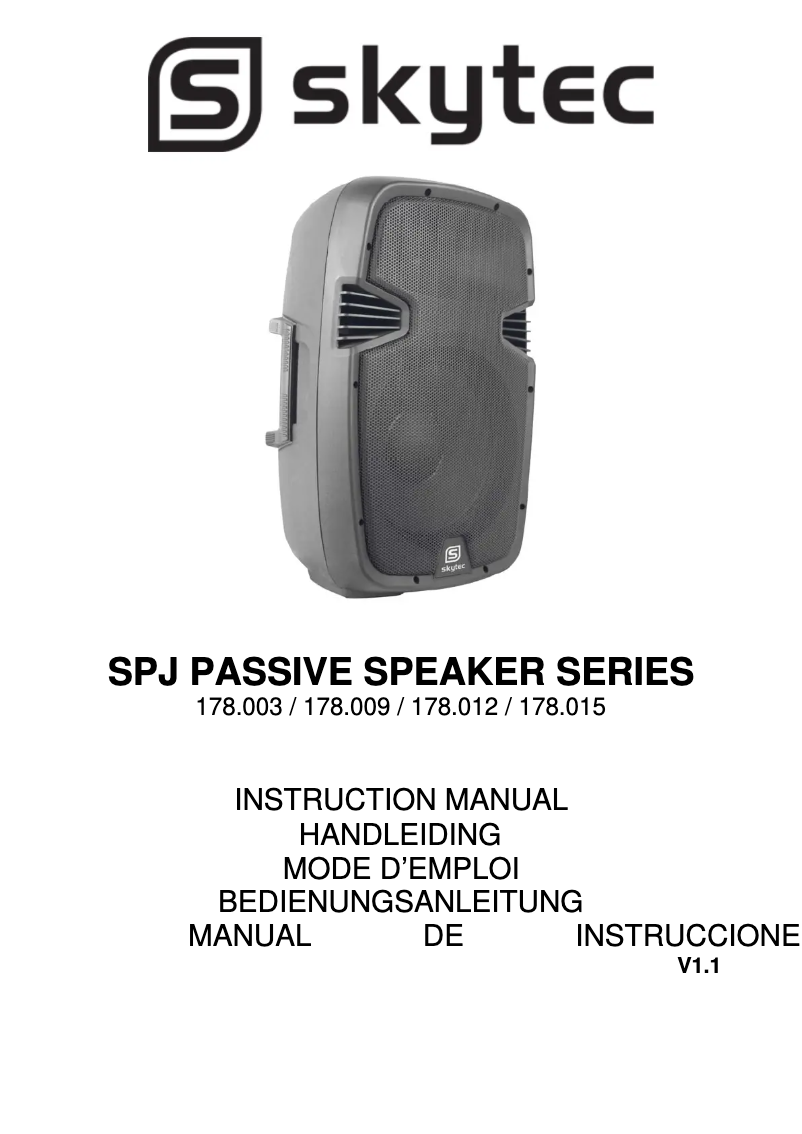 Page 1 de la notice Manuel utilisateur Skytec SPJ1500