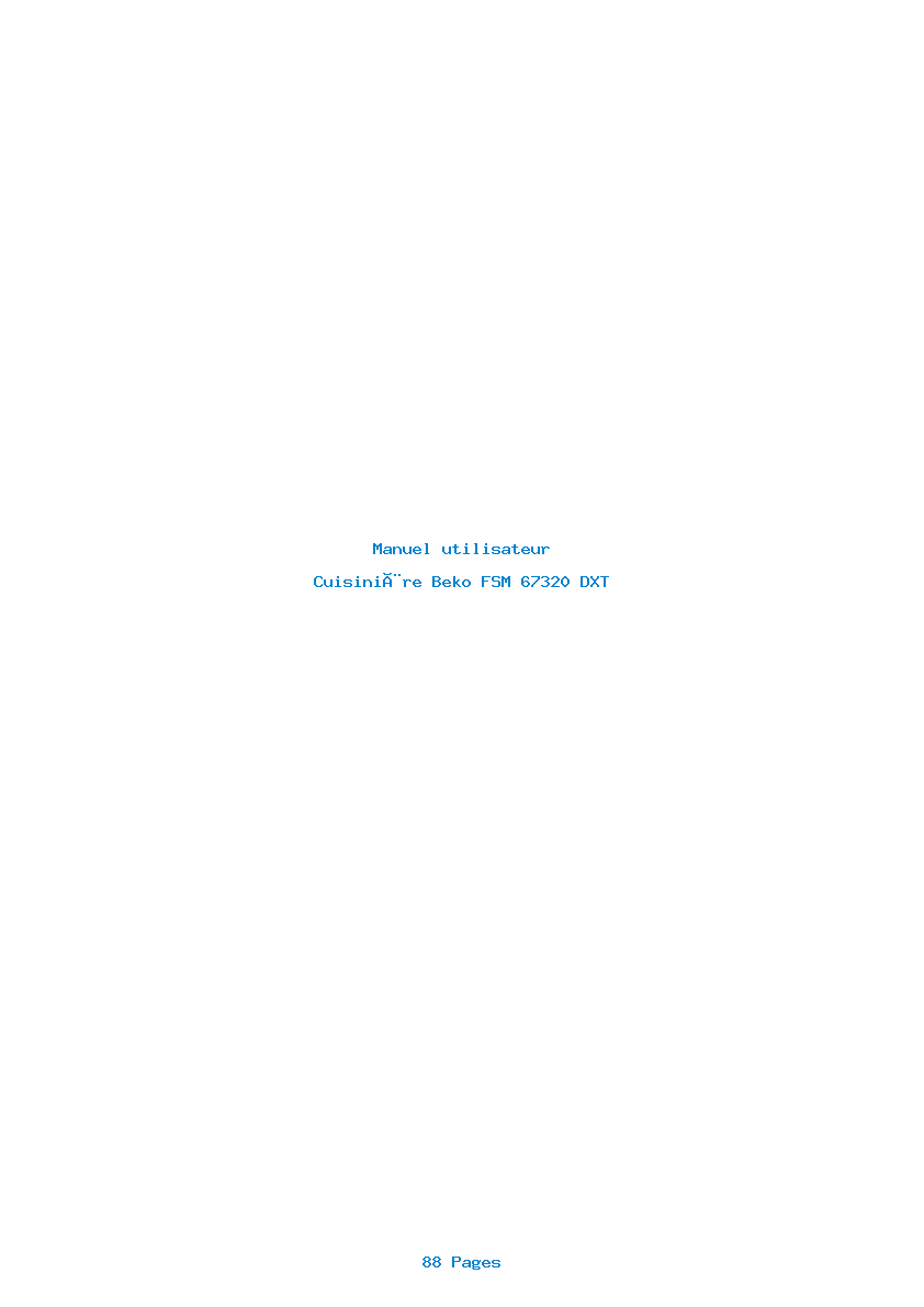 Page 1 de la notice Manuel utilisateur Beko FSM 67320 DXT