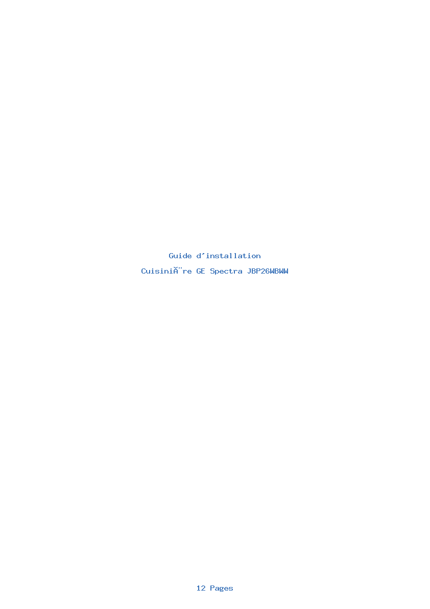 Page 1 de la notice Guide d'installation GE Spectra JBP26WBWW