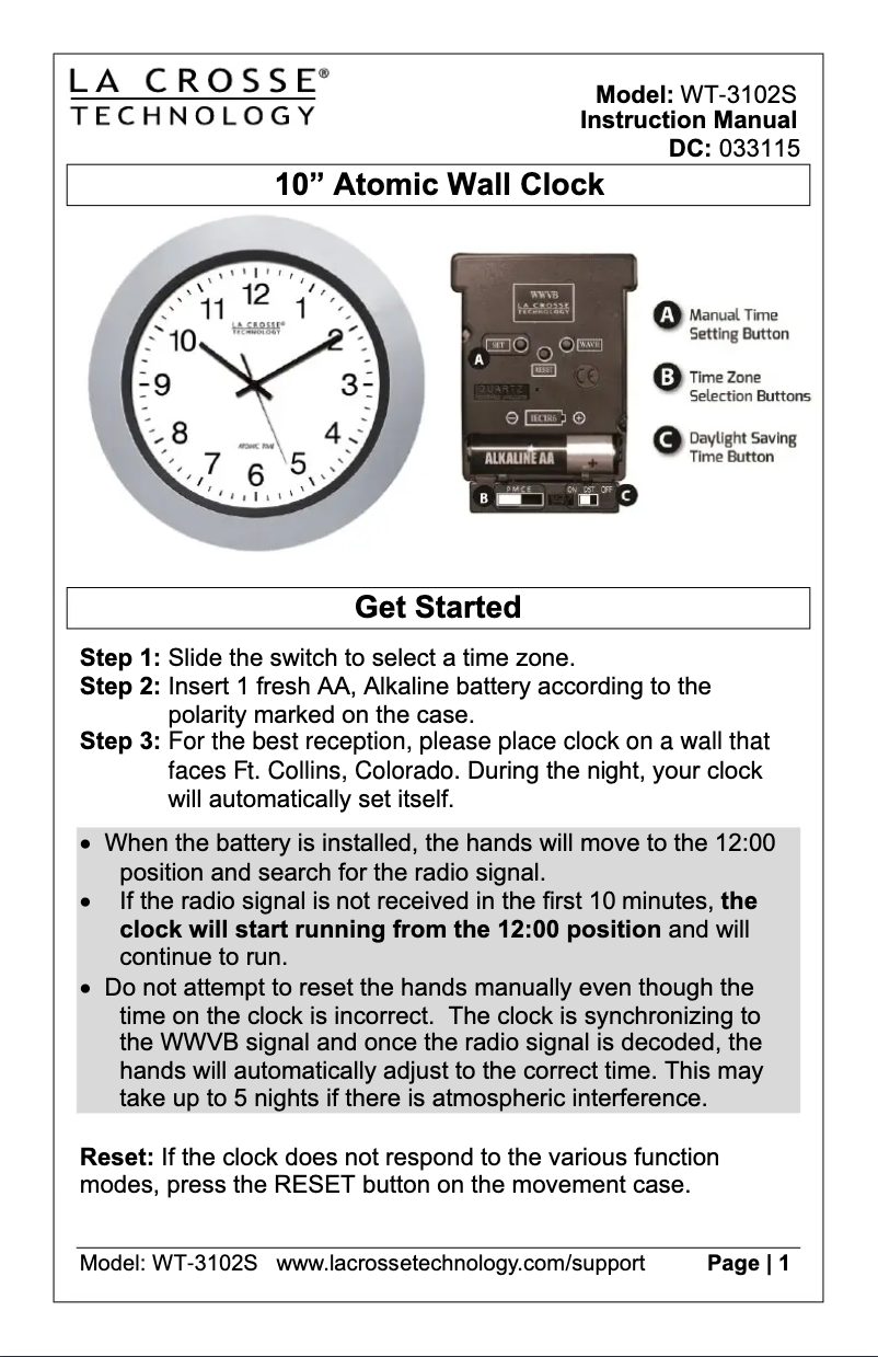 Page 1 de la notice Manuel utilisateur La Crosse Technology WT-3102S