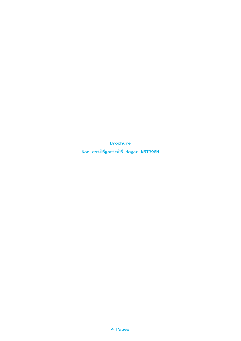 Page 1 de la notice Brochure Hager WST306N